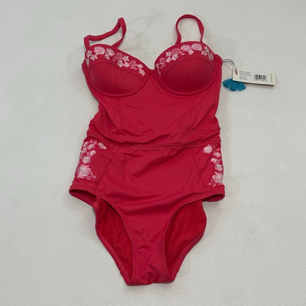 Johnny Was Women's Villanelle Corset One-Piece Swimsuit Red, Size XS